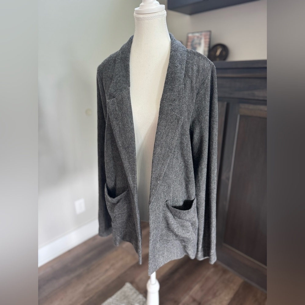 Women’s Large NWT Hem & Thread Charcoal Open-Front Cardigan Blazer Jacket